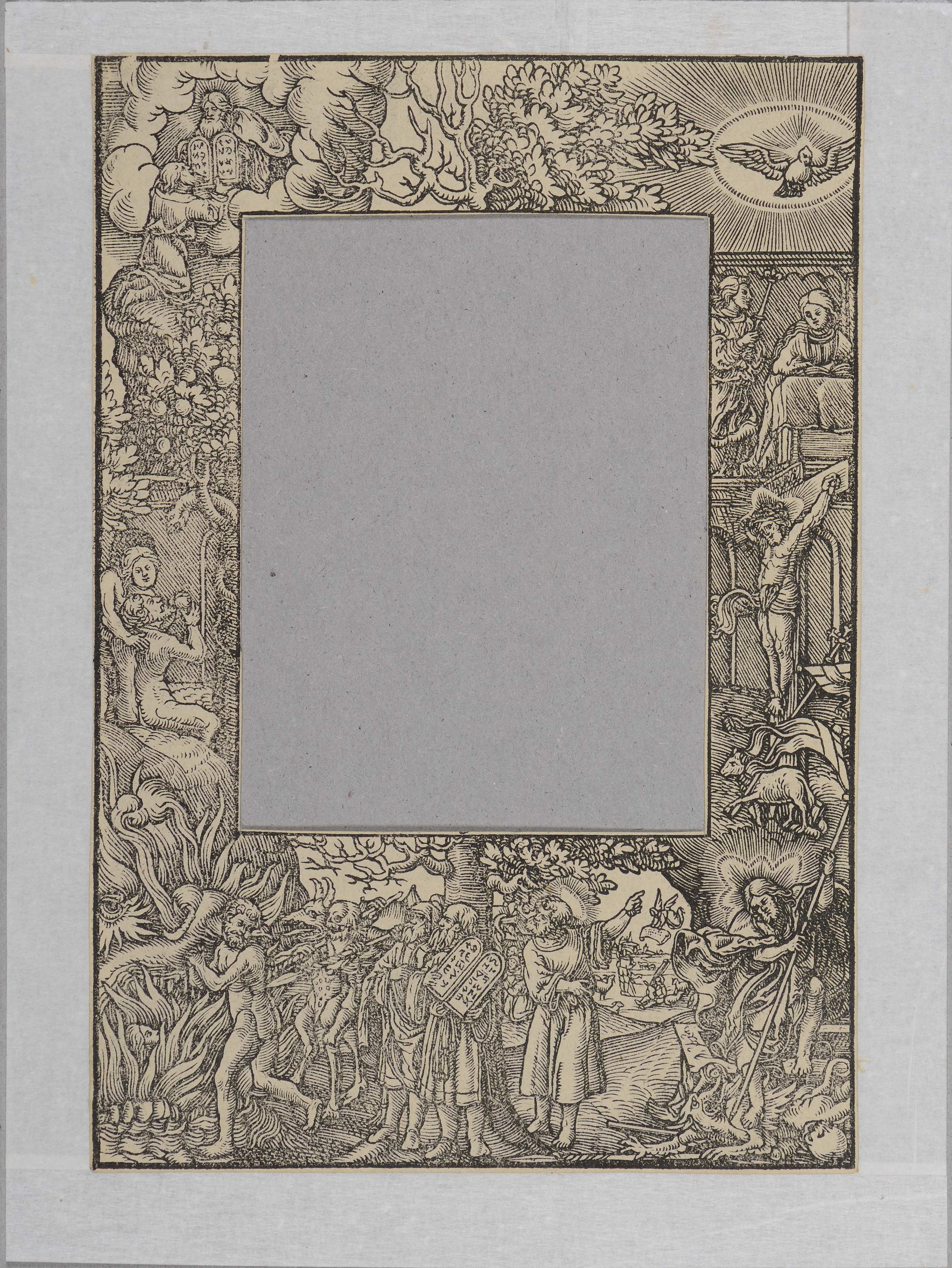 Monogrammist MS, Titelrahmen mit Gesetz und Gnade, Erstverwendung 1536 (Inv. DK 31/91, Foto: Klassik Stiftung Weimar, Museen)
