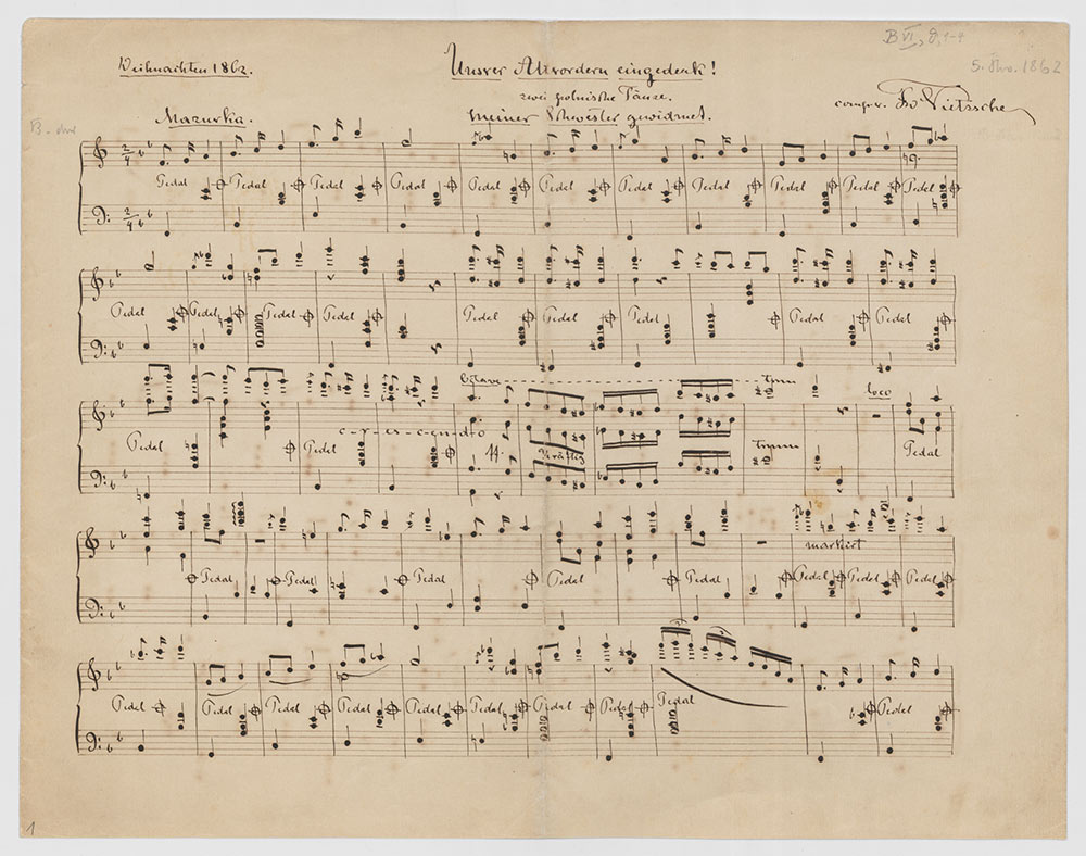 Friedrich Nietzsche, „Unsrer Altvordern eingedenk! zwei polnische Tänze. meiner Schwester gewidmet.“, Mazurka, Weihnachten 1862