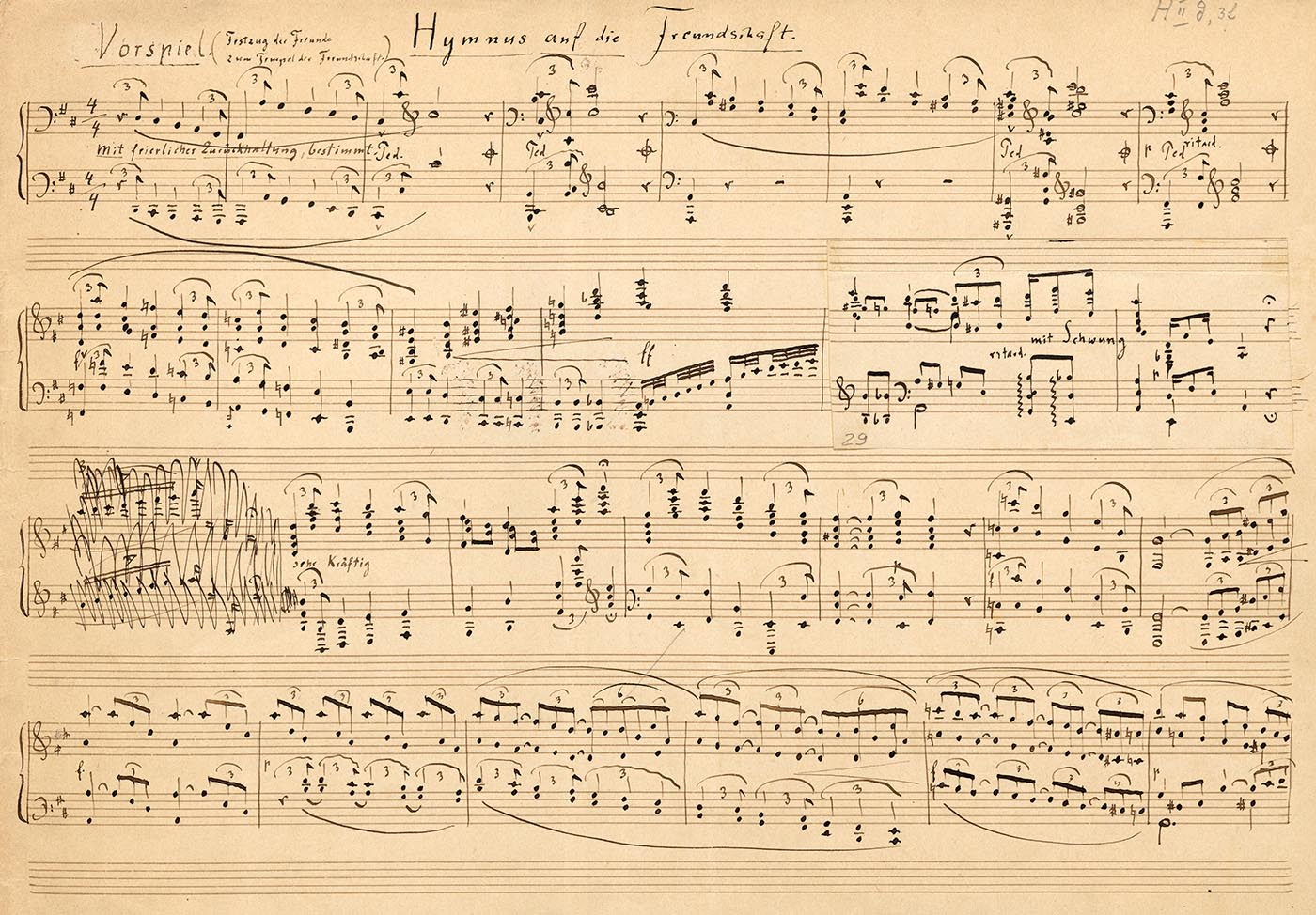 Komposition Nietzsches „Hymnus auf die Freundschaft“, Fassung für Klavier, 2-händig vom Dezember 1874